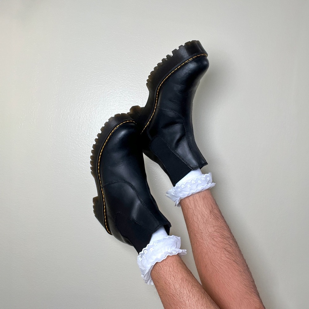 Black Rometty Combat Boots Chealsea Boots Platform